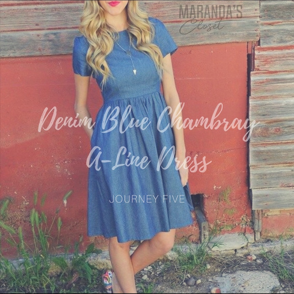 Denim Blue Chambray A-Line Dress